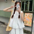 Bow loose shirt + high waist puffy skirt set