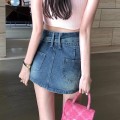 复古水洗牛仔短裙