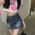 复古水洗牛仔短裙